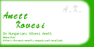 anett kovesi business card